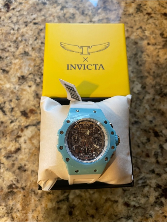 Invicta Other - Invicta Racing Light Blue and White Chronograph Silicone Band Watch